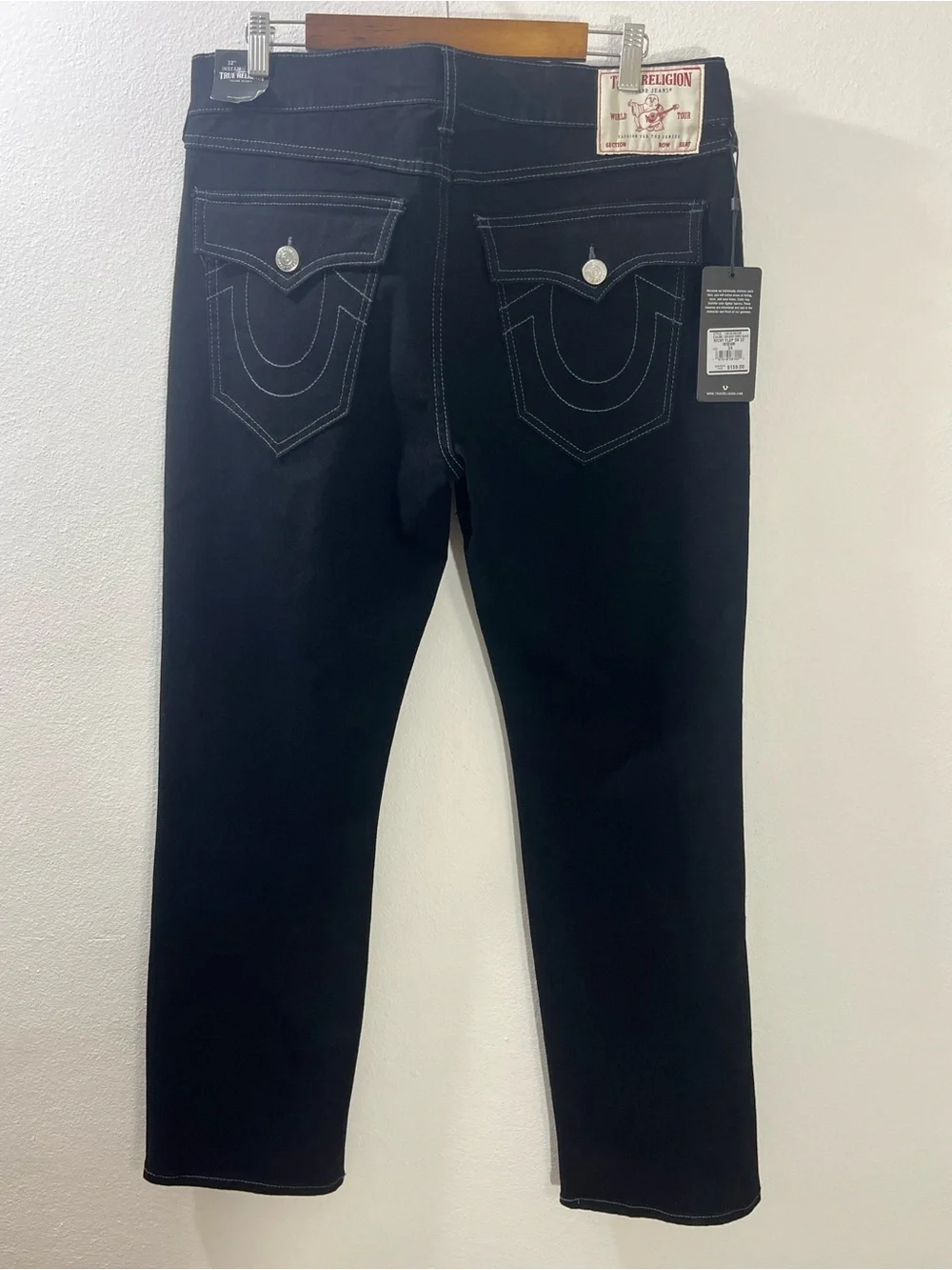 True Religion Ricky SN Flap Relaxed Straight Jeans Men’s 34 34x32 Black NWT